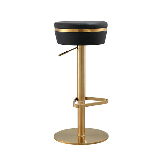 Round Leather Swivel Adjustable Barstool